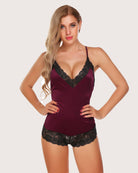 avidlove women satin lingerie bodysuit teddy one piece lace babydoll short pajamas