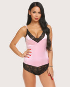 avidlove women satin lingerie bodysuit teddy one piece lace babydoll short pajamas