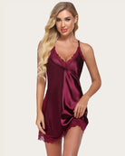 avidlove solid lingerie satin lace chemise nightgown sexy full slips dress