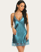 avidlove solid lingerie satin lace chemise nightgown sexy full slips dress