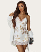 avidlove lingerie floral print satin lace chemise nightgown sexy full slips dress