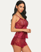 avidlove sexy pajama set for women lace cami and shorts two piece satin lingerie