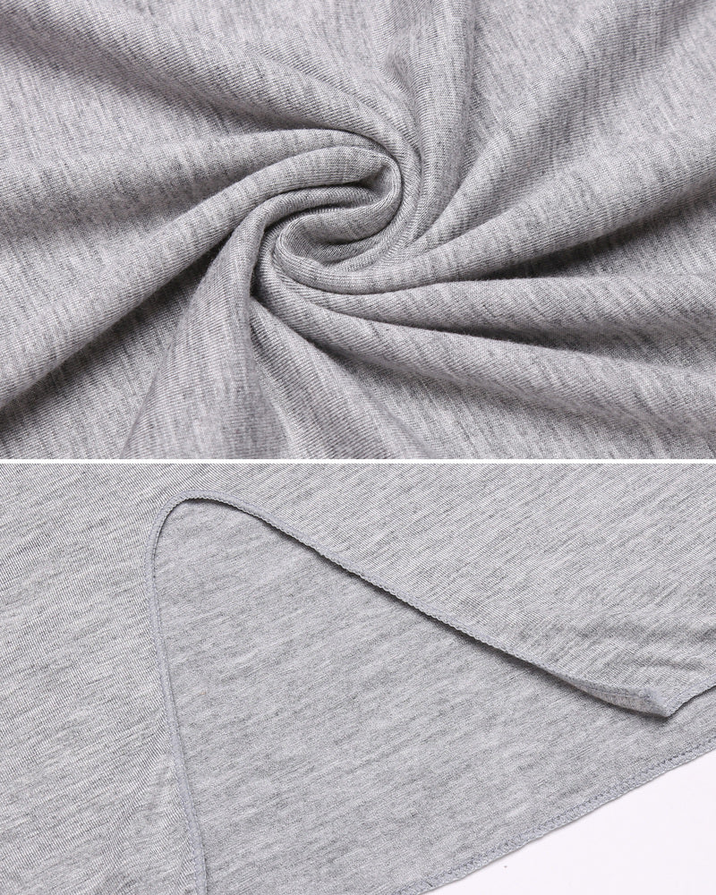 Avidlove gray nightgown detail: soft fabric and mini slit hem; sexy lingerie