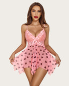 avidlove lace heart print babydoll plus size sleepwear lingeries