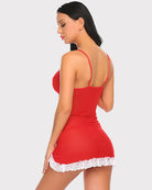 avidlove christmas lingerie for women sex red santa lace babydoll chemise v neck sleepwear red