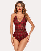 avidlove women double color lace teddy lingerie deep v teddy sexy lace bodysuit with snap crotch