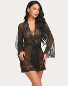 avidlove women leopard lace kimono robe sexy lingerie mesh nightgown