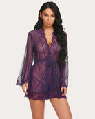 avidlove women lace kimono robe babydoll sexy lingerie mesh chemise nightgown cover up 1