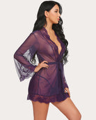 avidlove women lace kimono robe babydoll sexy lingerie mesh chemise nightgown cover up 1