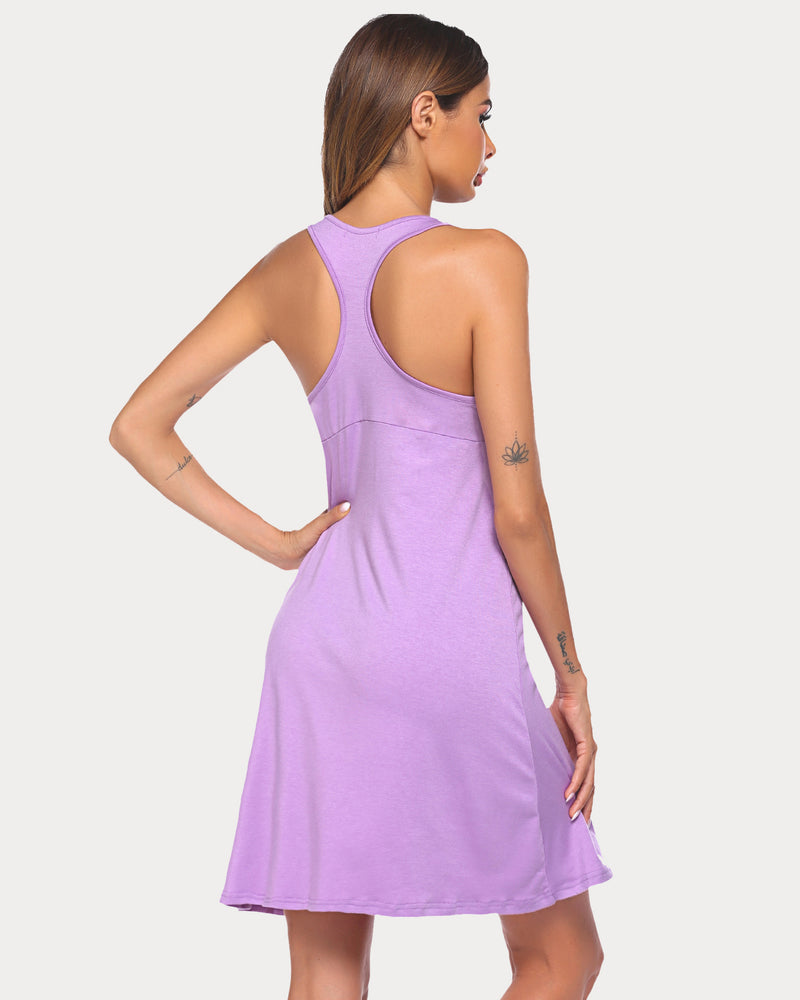 Lavender racerback modal nightgown. Soft sleep dress for women, comfortable Avidlove design.