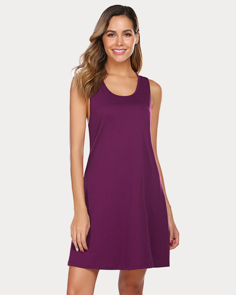 Purple racerback modal nightgown, a soft, comfortable sleep dress by Avidlove for women.
