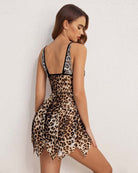 avidlove lace leopard print front closure babydoll v neck nightwear