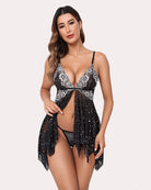 avidlove lace leopard print front closure babydoll v neck nightwear