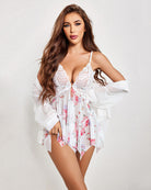 avidlove women butterfly print lace lingerie front closure babydoll v neck nightwear sexy chemise nightie