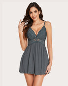 avidlove lace print sleepwear v neck full slip sleep dress