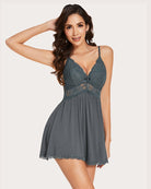 avidlove lace print sleepwear v neck full slip sleep dress