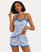 avidlove women heart print cami pajama set lace trim short pj set with shorts