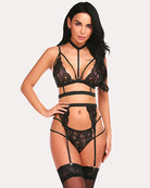 avidlove women lace garter lingerie set with removable choker teddy babydoll strappy bra and panty set no stockings