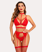 avidlove lace garter lingerie set with removable choker teddy babydoll strappy bra and panty set no stockings