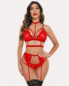 avidlove women lace garter lingerie set with removable choker teddy babydoll strappy bra and panty set no stockings