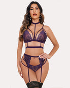 avidlove lace garter lingerie set with removable choker teddy babydoll strappy bra and panty set no stockings