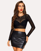 avidlove women mesh crop top long sleeve see through shirt sheer blouse o neck clubwear s 4xl