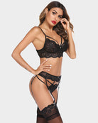 avidlove women lace lingerie set with garter belts sexy bra and panty set