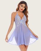 avidlove lace butterfly print babydoll halter v neck nightgown