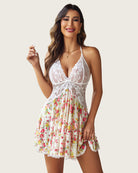 avidlove lace butterfly print babydoll halter v neck nightgown