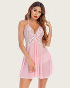 avidlove lace butterfly print babydoll halter v neck nightgown