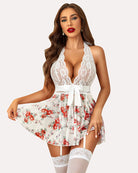 avidlove lingerie sexy lace babydoll halter v chemise sleepwear with garter belt xs 3xl