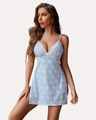 avidlove women heart print lingerie lace sexy modal babydoll side slit nightgown