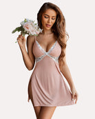 avidlove women lingerie lace chemise sexy nightgown modal babydoll side slit sleepwear