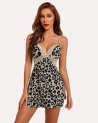 print lace side slit chemise