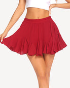 avidlove womens flowers pleated skater skirt basic casual high waisted ruffles flared mini lingerie skirts