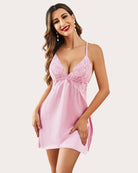 avidlove lingerie for women side slit satin nightgown lace silk mini nightdress