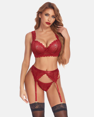 Lace Garter Lingerie Set with Push Up