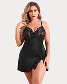 avidlove plus size lingerie sexy floral satin nightgown lace side slit strappy chemise