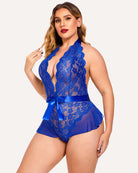 plus size lingerie for women deep v neck teddy lingerie halter lace bodysuit babydoll