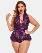 plus size lingerie for women deep v neck teddy lingerie halter lace bodysuit babydoll