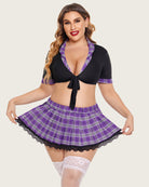 avidlove sexy lingerie for women plus size school girl lingerie role playing outfit with tie top and mini pleated skirt