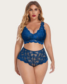 avidlove plus size lingerie set for women sexy lace halter bralette high waist panty set