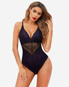 avidlove lingerie for women snap crotch teddy bodysuit contrast lace one piece mini babydoll