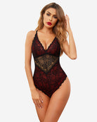 avidlove lingerie for women snap crotch teddy bodysuit contrast lace one piece mini babydoll