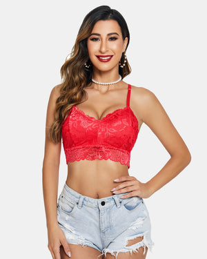 Avidlove Women's All Over Lace Bralette Deep V Lace Sexy Wirefree