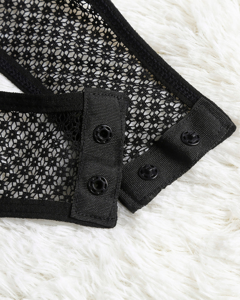 Avidlove black fishnet bodysuit snap crotch detail, sexy lingerie, polyester spandex blend