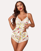 avidlove floral print satin pajamas set lace sleepwear sexy lingerie cami shorts set