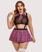 avidlove plus size schoolgirl lingerie for women sexy lingerie roleplaying outfit with tie top and mini skirt