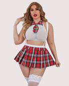 avidlove plus size schoolgirl lingerie for women sexy lingerie roleplaying outfit with tie top and mini skirt