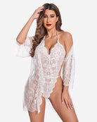 avidlove women sexy lingerie set 2 piece lace kimono robe with lace teddy lingerie bodysuit